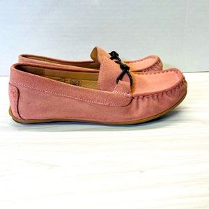 Lands End Womens Driving Moccasin Pink Suede Slip On Size 8 #470963